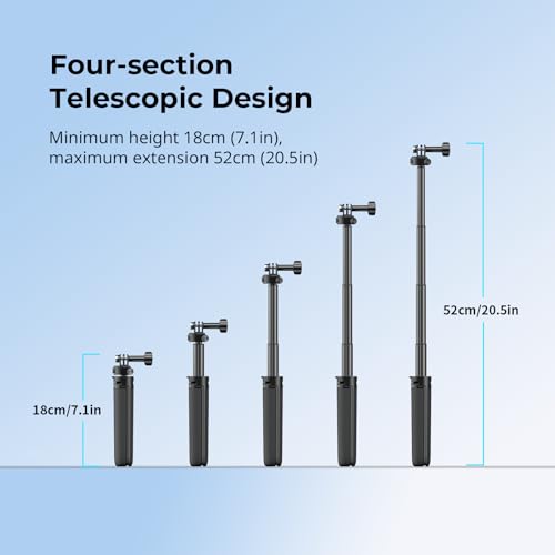 Image of SmallRig 2-in-1 Selfie Stick Tripod, 7.1-20.5in Extendable, Support Horizontal & Vertical Shooting, for GoPro Hero 13 /12 /11 /10 /9, for DJI Osmo Nano Action 6 /5 Pro /4 /3, for Insta360 Ace Pro 2-5725