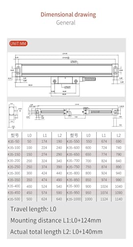 Escala lineal óptica 300mm 0.005mm KA-35 5V TTL miniatura 5