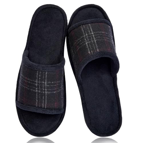 Image of Magtoe House Slippers for Men Open Toe Soft Comfortable Indoor Slip on Mens Slides Sandals Memory Foam for Bedroom Spa Living Room, All Seasons