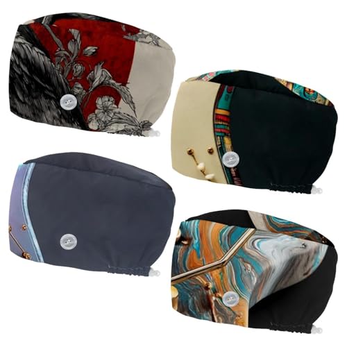 Cool Electric Guitar (5) Pattern Decor Safety Head Protection Caps, 4 Pack Ergonomic Lightweight Caps for Industrial Household Use