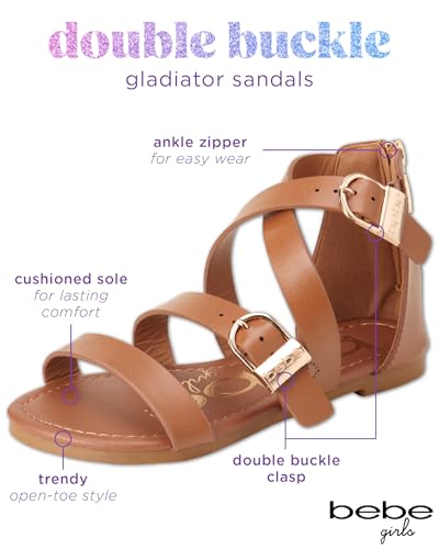 bebe Girls Sandals - Open Toe Summer Easter Strappy Flat Dress Gladiator Sandals with Cushioned Sole2