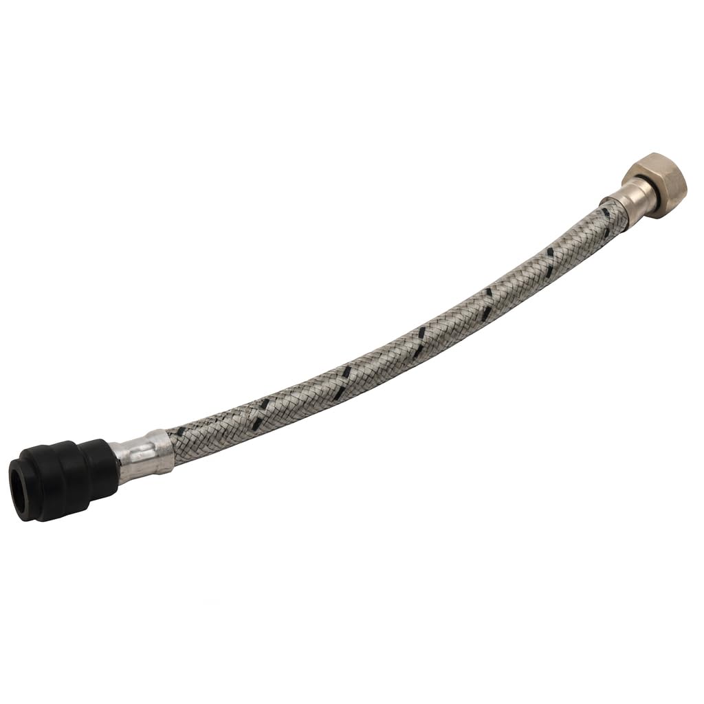Xcel Home Women's Silver Wras Approved 15Mm X 1/2" X 30Cm Push-Fit Flexible Tap Connector - Tool-Free 12Mm Push-Fit Braided Stainless Steel Flexi Hose For Taps, Cisterns & Appliances (Ftc)