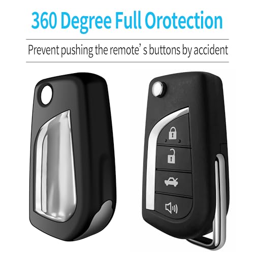 Image of Tukellen for Toyota Key Fob Cover,Special Soft TPU Key Case Cover Protector Compatible with 2018-2024 Camry SE /LE,2020-2025 RAV4 LE,Corolla SE /LE Smart Key-(Black)