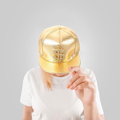Casquette de baseball imperméable visière plate ajustable en matière PU