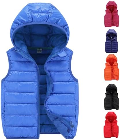 Puffer Vest For Boys Puffer Jacket Kids Packable Down Lightweight Vests Winter Travel Activewear With Hood For 3-15Y