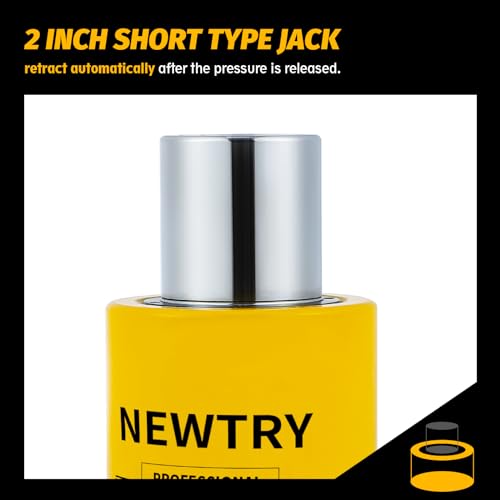 Image of NEWTRY 100 ton Hydraulic Ram Jack Cylinder Short Type 2 inch Stroke Porta Power Ram Industrial Lifting Jack Retract Automatically for Shipping Building Construction