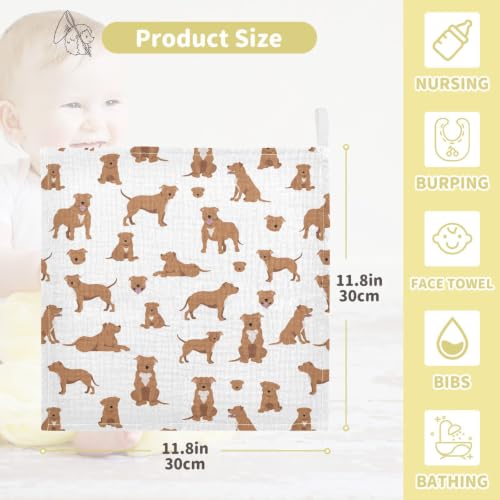 Image of vvfelixl Baby Cotton Washcloths Staffordshire Bull Terrier Infants Bath Towel for Unisex Face Towels for Newborn, Natural Baby Wipes Delicate Skin, 11.8 X 11.8 inch, one sizex5