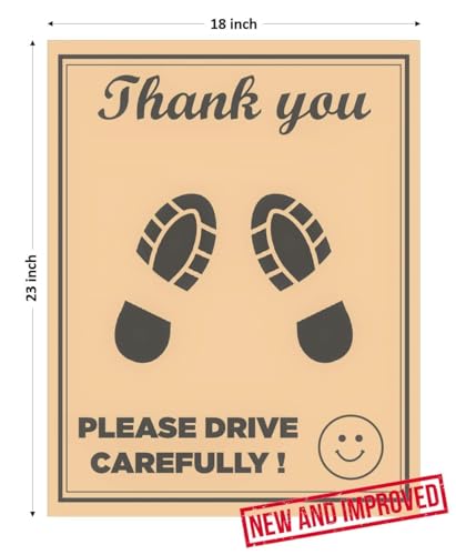 Image of Disposable Paper Foot Mat for Car [Thank You Please Drive Carefully] (Brown)(18X23 Inches) (Pack of 50)