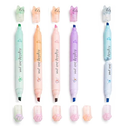 MUNZE Subrayadores Pastel 6 Piezas Multicolor Estándar Lindo Resaltador Pata De Gato Escuela Oficina