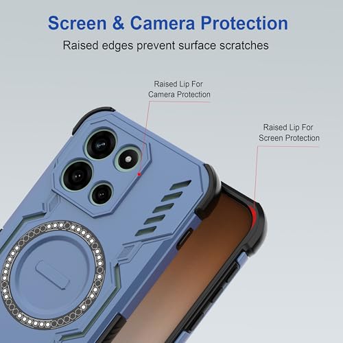 Image of amazon basics Back Case Cover for OnePlus Nord 6 | Magnetic Case with Built-in Metal Ring | Supports MagSafe Charger, Wallet & Car Mount | Shockproof Hybrid PC + TPU | Blue