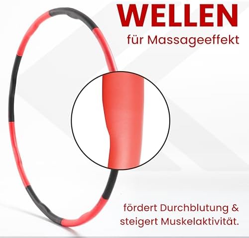 7. Bild von KIANA SPORTS® Hula Hoop Reifen Erwachsene inkl. Tasche und Übungsplan [1,2 kg] - Stabiler Hoola Hoop aus Deutscher Entwicklung - Hullahub Reifen zum Abnehmen - Gymnastikreifen mit Wellen