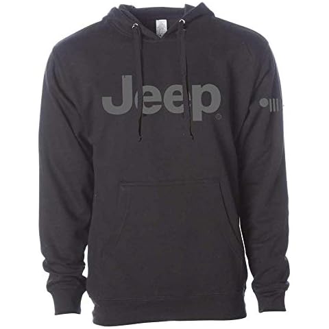 Detroit Shirt Company Mens Jeep® Text Hoodie Hooded Sweatshirt with front pouch (XXXL) Black Cover