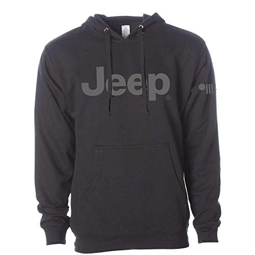 Detroit Shirt Company Mens Jeep® Text Hoodie Hooded Sweatshirt with front pouch Black