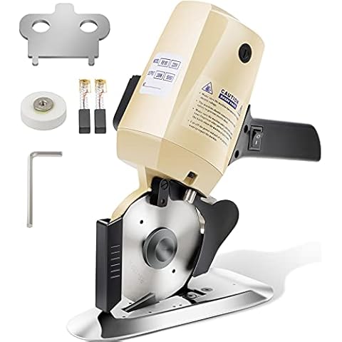GPOAS 110V Electric Rotary Fabric Cutter, 4Inch Cloth Cutting Machine Octagonal Blade Cloth Cutter Electric Scissors With Automatic Sharpener For Multi Layer Carpet Leather Cover