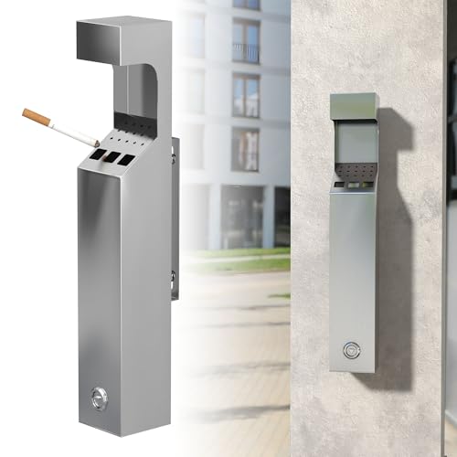 Image of lukar Wall Mounted Trash Can Outdoor, Commercial Trash Bin for Outside, Stainless Steel Garbage Can for Patios Hotels Cafes Offices Restaurants Bars and Public Areas
