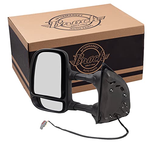 BROCK Drivers Telescopic Tow Power Side View Mirror with Dual Arms Replacement for 1999-2007 F250 Super Duty Pickup Truck 3C3Z 17683 DAA