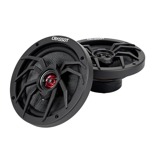Crassot 6.5 Inch Car Door Coaxial Speakers, 4 Ohm 50W RMS 500W Max, Easy Install Front Door Car Audio Speakers with Rich Bass, Compatible with Most Factory Speaker Locations - 1 Pair
