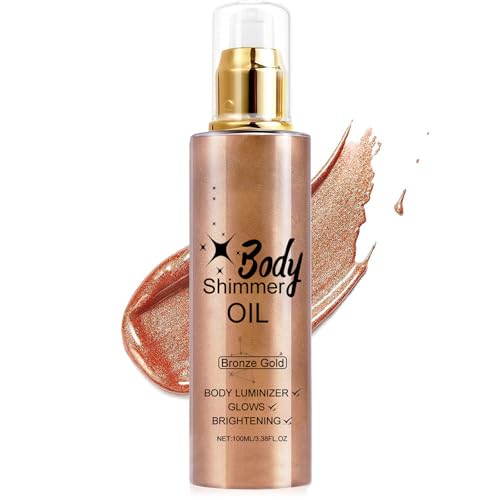 Iluminadores Líquidos Body Face, Aceite Corporal Reafirmante con Brillo, Body Shimmer, Cuerpo Brillo, Loción Corporal con Glitter, Loción Iluminadora para la Cara y el Cuerpo 03
