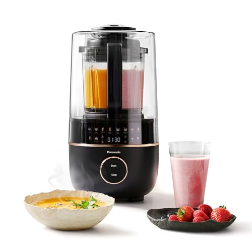 Panasonic MX-HG4401KXE Licuadora y Maquina para Sopa, 1.2 L, 800 W, Caliente y Frío, 9 Modos Automáticos, 10 Velocidades, Temporizador, Mantener Caliente, Limpieza Automática, Negro y Oro Rosa