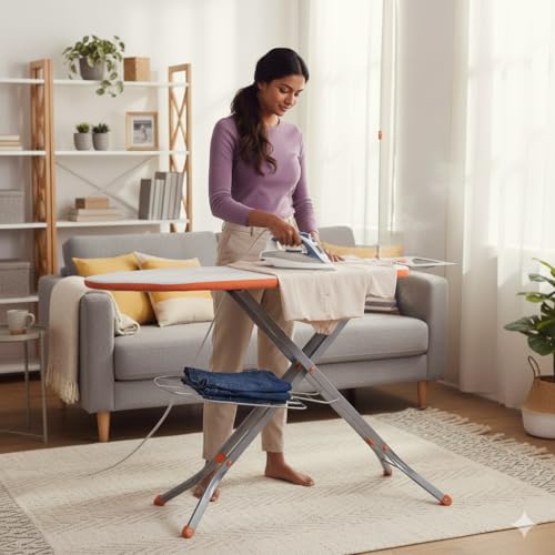 Image of CIPLA PLAST Deluxe Mesh Ironing Board Large & Foldable Aluminised Cloth Cover | Ironing Table for Home | Dress Ironing Table | Iron Press | Cloth Ironing Table | Silver (130X40 cm)