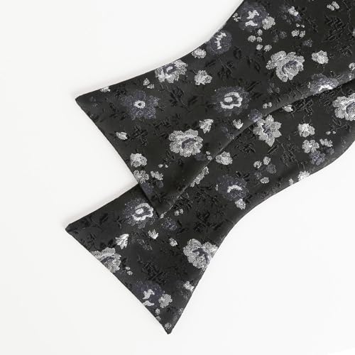 Image of Alizeal Mens 2pcs Floral Pattern Bow Tie Set | Self-tied Pocket Square Colorful Perfect for Weddings Proms Business