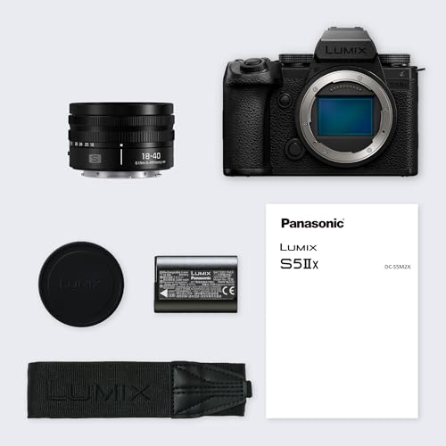 Image of Panasonic Lumix S5 IIX, Full Frame Mirrorless Camera, Dual Native ISO & S-R1840E 18-40mm S lens, 4K 60P & 6K 30P Unlimited Recording, Flip Screen, Wi-Fi, Phase Hybrid AF, Active IS, Black