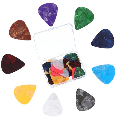 TIESOME 60 Stück Plektren Gitarre, 0.46/0.71/0.96mm Gitarrenplektrum, Bunte Gitarren Plektrum Celluloid Plektren für Akustikgitarre, E-Gitarre & Bass, Dicke Varianten