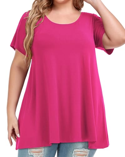 Image of JOELLYUS Plus Size Tops for Women Tunic Floral Casual Short Sleeves T Shirts Flowy Blouses 2026