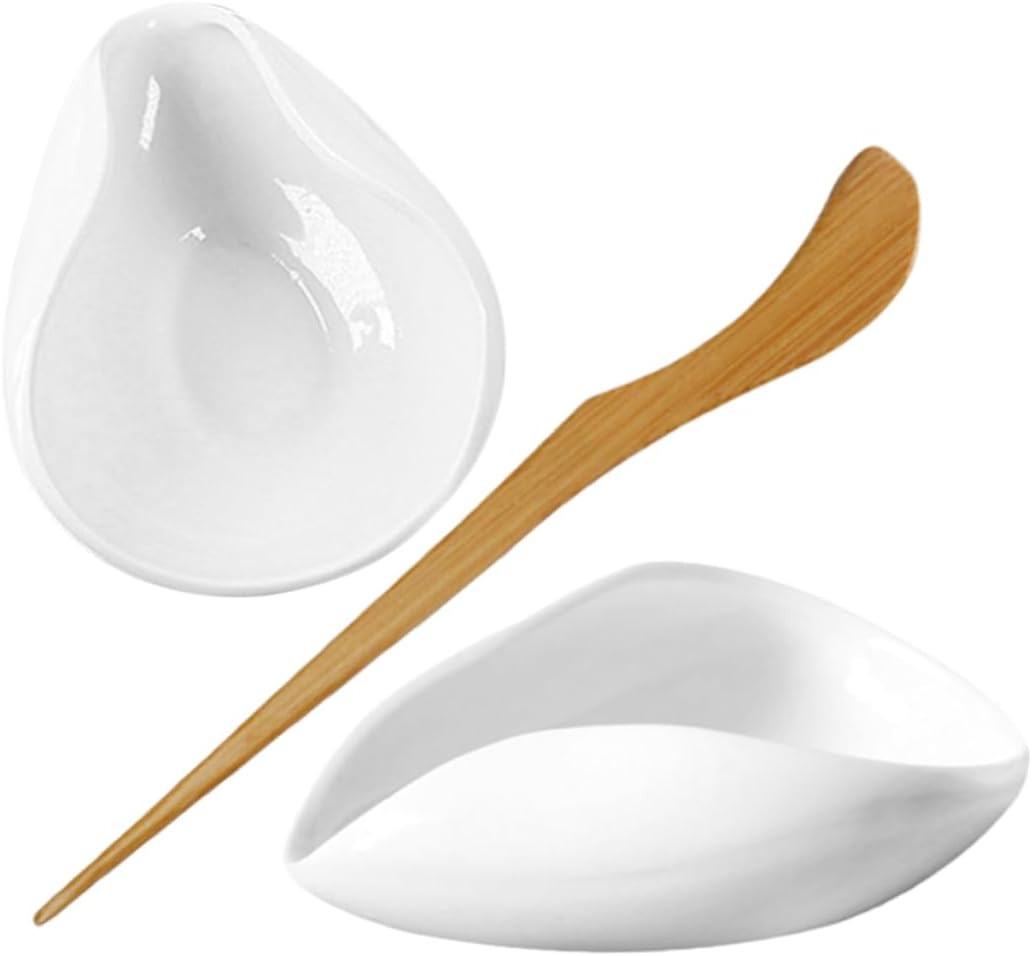 COLLBATH Ceramic Tea Vessel and Loose Tea Scoop Set Portable Multi-Function Teaspoon for Home Use Retro Style for Coffee Beans and