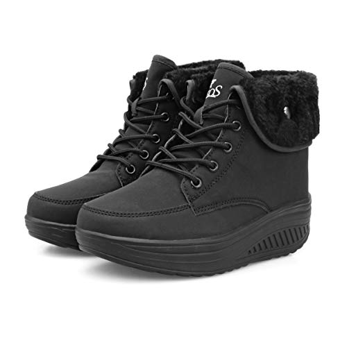 Femmes Bottes Hiver Bottines de Neige Hommes Plates avec Fourrure Chaude en Tissu Imperméable Chaussures Intérieur Fourrée Confortable Boots Shoes 35-42 EU Cover