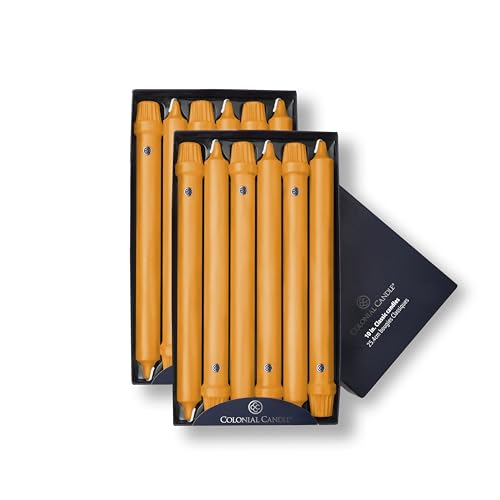 Image of Colonial Candle Unscented Taper Candle, Classic Collection, Caramel, 10 in, Pack of 12 - Up to 8 Hours Burn