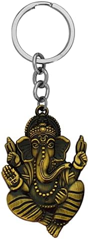 M Men Style Hindu God of Beginnings Lord Shree Ganesh Shiva Medallion with Chain Zinc Green Metal 00 Keychain and Keychain Gift for Men Women Green Free Size Green, Green, Talla Única
