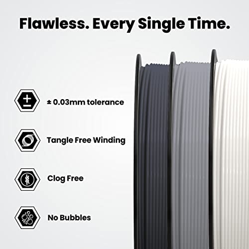 Image of 3Idea Premium PLA 1.75mm 3D Printer Filament Bundle | Dimensional Accuracy + /- 0.03mm (3KG Total, 1KG /Spool) | 3 Colors Combo (Black, White, Grey)