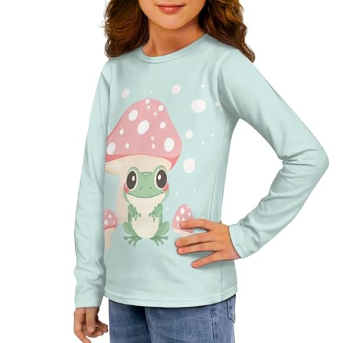 Girls Long Sleeve Shirts 3-16 Years Soft Cotton Crewneck Basic Undershirt3