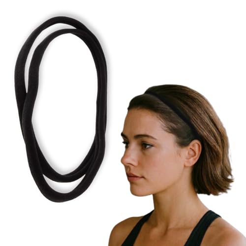 Righe e Pois Fasce Per Capelli Elastiche Nere in Filanca Di Cotone Sottile Made in Italy Elastici Capelli Neri Unisex (2, Nero)
