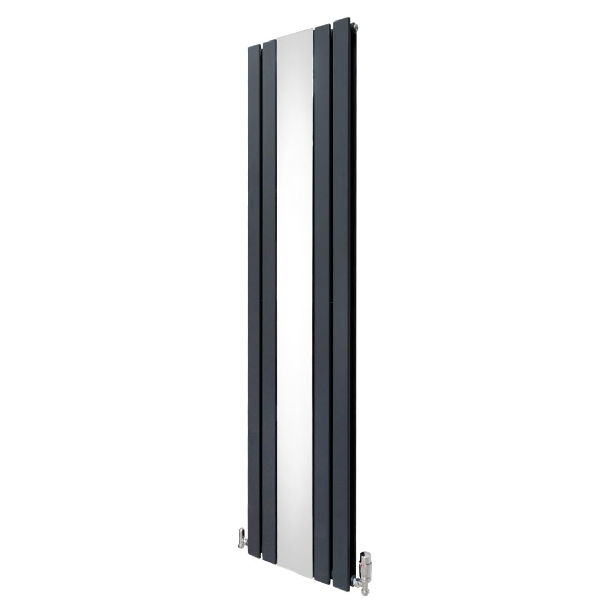 Radiador Plano con Espejo y Válvulas Cromadas TVR | 1800 mm x 425 mm | Gris Antracita | Doble Columna | Acero al Carbono | Kit Fijación con Soportes y Cepillo de Limpieza GRATIS | Garantía 15 años