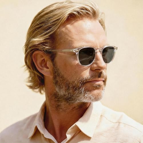 Image of CARFIA Retro Cool Acetate Polarized Sunglasses for Men UV Protection, Outdoor Fashion Driving Eyewears Male Square Sunnies