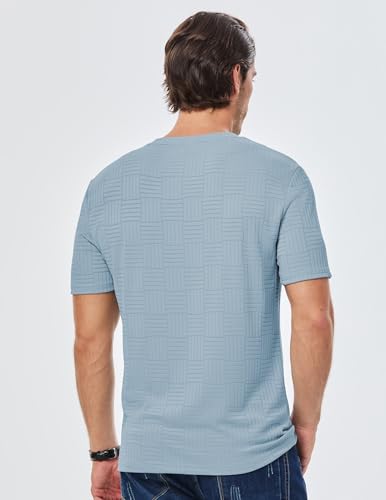 Image of JMIERR Mens T-Shirt Casual Stretch Solid Crewneck Short Sleeve Tees Textured Shirts