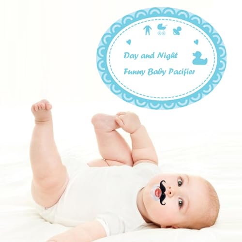 ROBBEAR Funny Baby Pacifier, Cute Mustache Binkies, Fake Big Teeth Binky Bucktooth Halloween Pacifiers for Babies 0-36 Months, Silicone Nipple Baby Binkies, BPA-Free, Gift for Infants — view 6