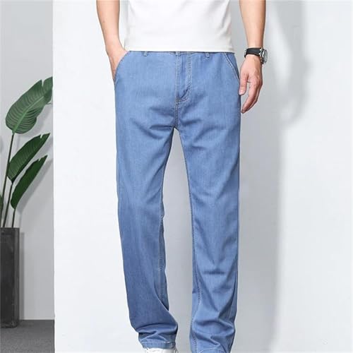 Men's Spring Fall Jeans – Thin Soft Cotton Straight Denim Pants, Business Work Casual4
