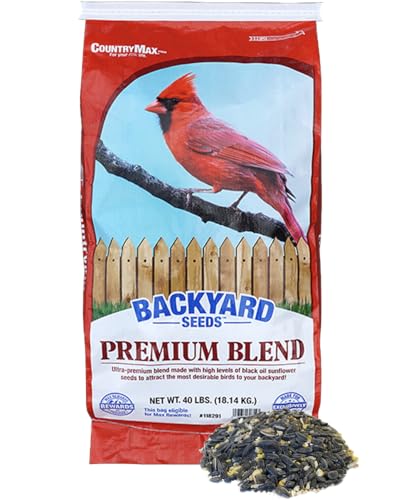CountryMax Backyard Seeds Premium Bird Seed 40 lb – Supreme Wild Bird Food Blend for Outdoor Feeders – Attracts Songbirds, Cardinals, Finches, Chickadees, and More