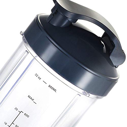 Vasos de repuesto Nutribullet 32 oz con tapas y gomas, 6 piezas miniatura 6