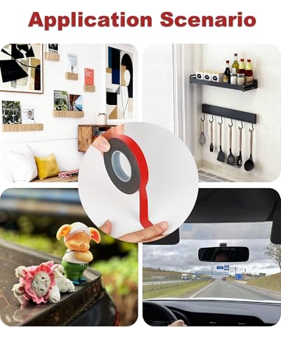 Acual Doppelseitiges Klebeband Extra Stark, 5925 Montageband 1,25cmx3m Schwarz 1 Rollen 0.6mm, Dickes Schaumstoffband Wasserdicht, für LED-Lichtleisten, Autodekoration, Zuhause und Büro