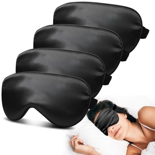 4 Pack Silky Sleep Masks for Women Men, JroyJoy 100%