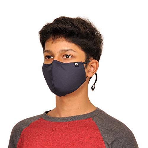 Image of YUGA HexaShield Snug Reusable Washable Cotton Cloth Breathable Fabric Face Mask for Men and Women| Nose Clip|Adjustable Earloop | Anti-Germ | Anti Bacteria |Multicolor, Pack of 2 Large