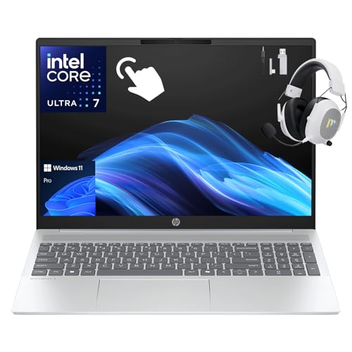 HP OmniBook 5 16 inch Next Gen AI PC Laptop, 2K IPS Touchscreen Display, Intel Core Ultra 7 255U, 16GB LPDDR5x RAM, 1TB SSD, Windows 11 Pro, Copilot+ PC, WiFi 6E, Glacier Silver, w/Mytrix Accessory