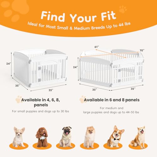 Image of NEWBULIG Dog Playpen 6-Panel, 24IN Puppy Playpen, Stable Dog Play Pen Indoors /Outdoor with Secure Locking Door, Plastic Pet Fence for Small & Medium Dogs