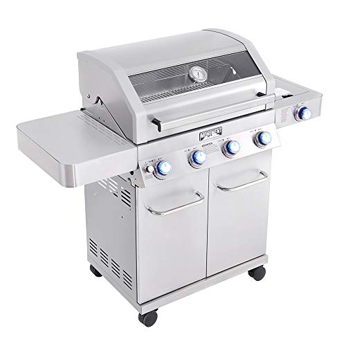 Monument Grills Larger Convertible 4-Burner Natural Gas Grill Stainless Steel Cabinet Style Propane Grills with Stainless Steel Cooking Grids(2 items)