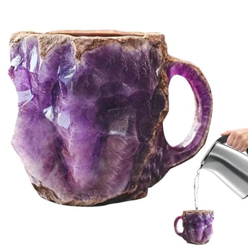 Taza de café mineral cristal púrpura con asa miniatura 2
