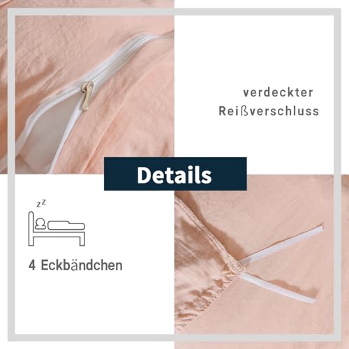 Freyamy Mädchen Bettwäsche 220x240 Weiß Rosa Uni Rüschen Bettwäsche Set – Ansicht 6